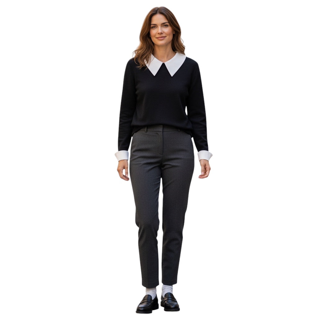 Alice + Olivia Black Combo Porla Collared Sweater
