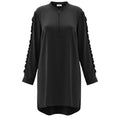 Load image into Gallery viewer, Akris Punto Black Ruffle Sleeve Zip Front Silk Mini Dress
