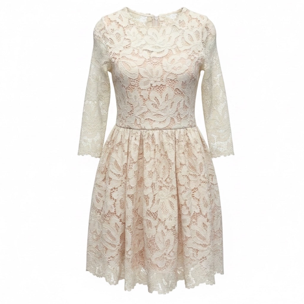 Alexis White / Nude Lace Mini Dress