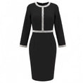 Load image into Gallery viewer, Badgley Mischka Black Pearl and Crystal Embellished Long Sleeved Midi Cocktail Dress
