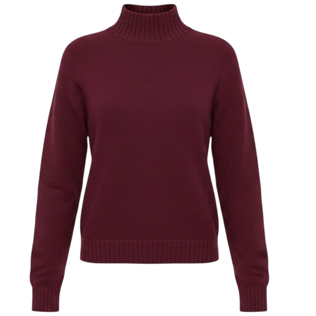 The Elder Statesman Burgundy Mock Neck Cashmere Knit Pullover Sweater
