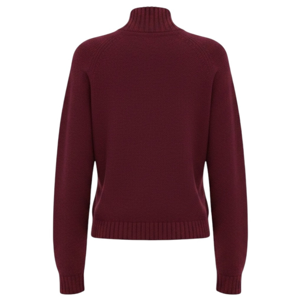 The Elder Statesman Burgundy Mock Neck Cashmere Knit Pullover Sweater
