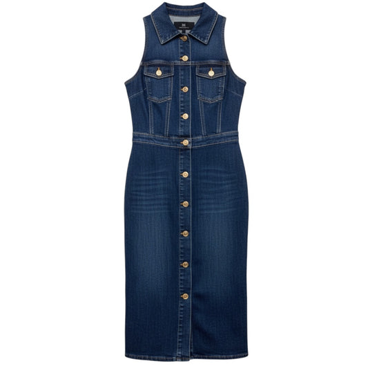 Elisabetta Franchi Blue Sleeveless Denim Midi Dress