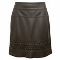 Load image into Gallery viewer, Elie Tahari Fudge Brown Iris Laser Cut Leather Skirt
