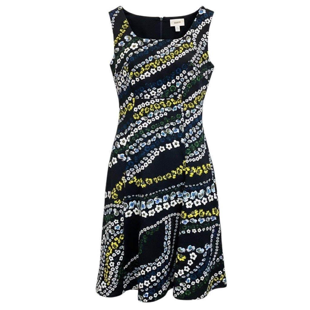 Erdem Black / Yellow / Blue Multi Floral Printed Sleeveless Midi Dress