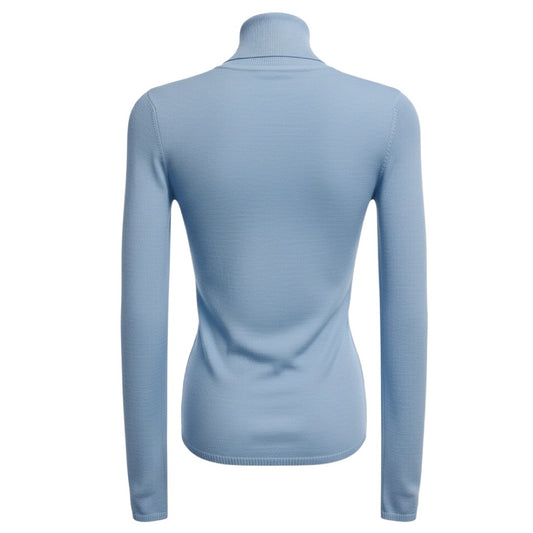 Gabriela Hearst Light Blue Cashmere and Silk Fine Knit Turtleneck Sweater