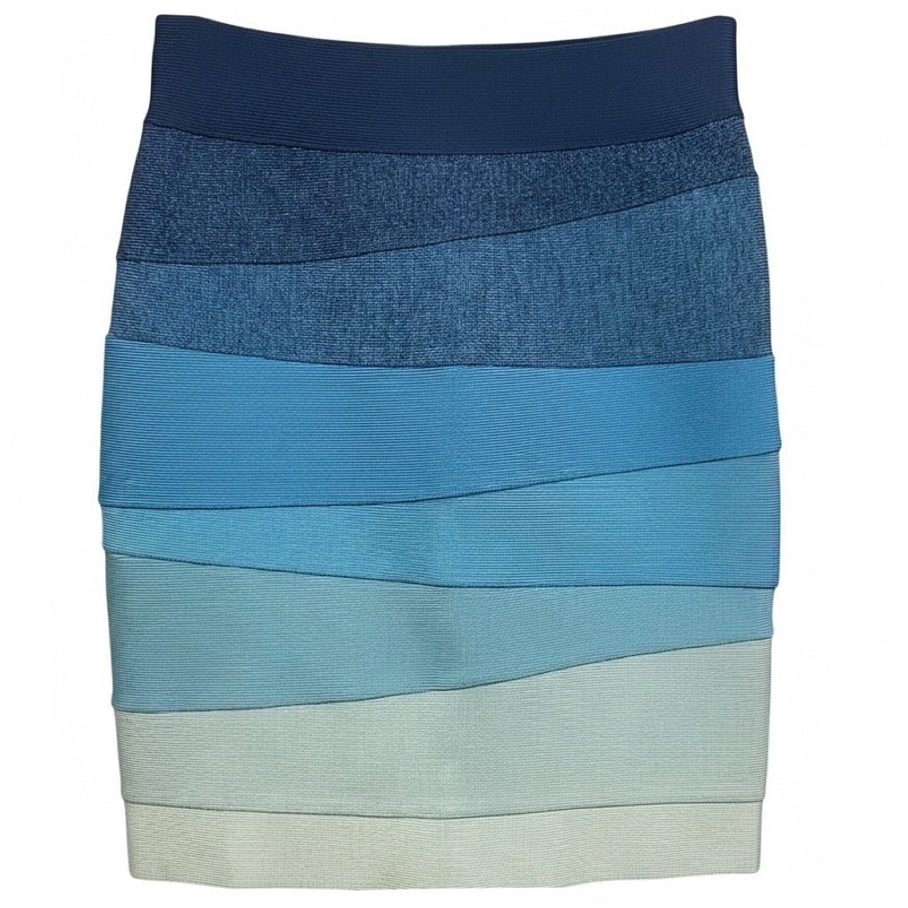 Herve Leger Blue Eclipse Combo Riley Ombre Stretch Bandage Mini Skirt