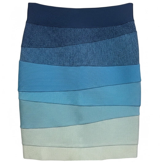Herve Leger Blue Eclipse Combo Riley Ombre Stretch Bandage Mini Skirt