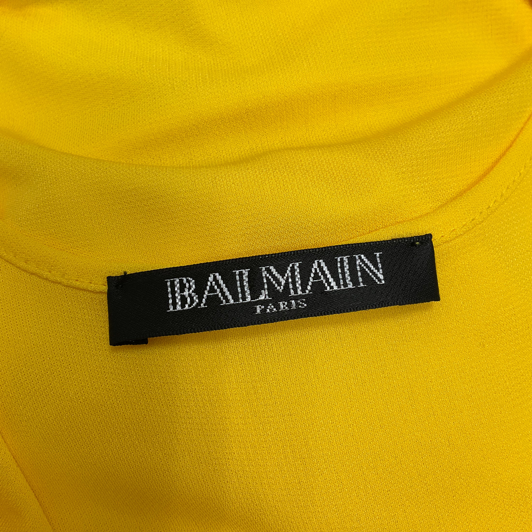 Balmain Bright Yellow Sleeveless Drape Dress