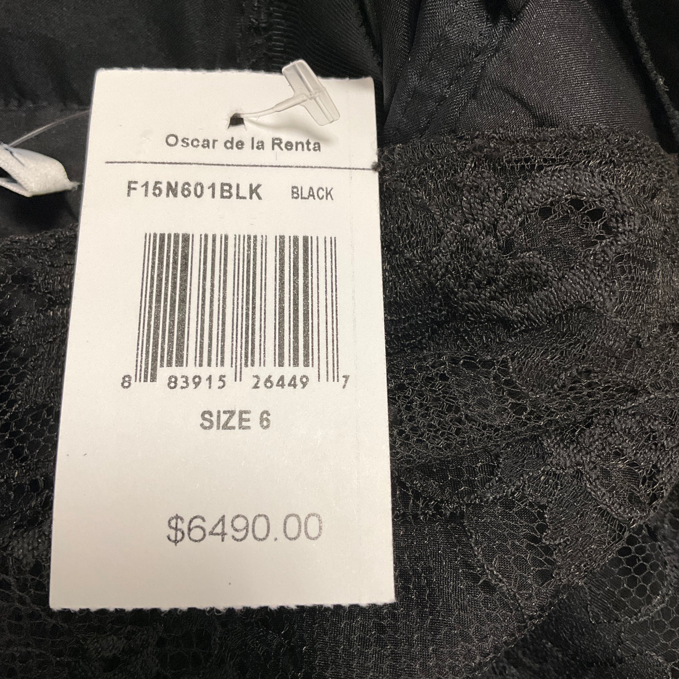 Oscar de la Renta  Black Lace and Velvet Ribbon Skirt Cocktail Dress