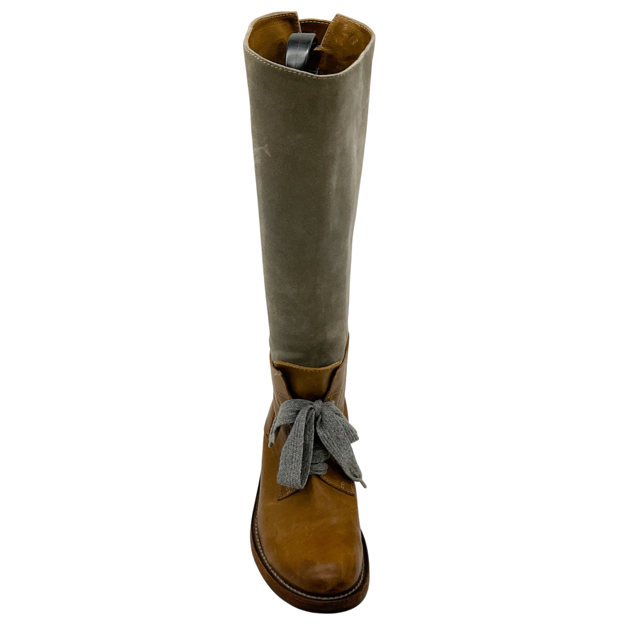 Brunello Cucinelli Brown Leather / Suede Distressed Tall Boots