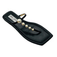 Load image into Gallery viewer, Jimmy Choo Black Alaina Faux Pearl Embellished Leather Flat Sandals
