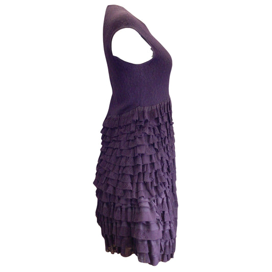 Alexander McQueen Purple Ruffled Viscose Knit Dress
