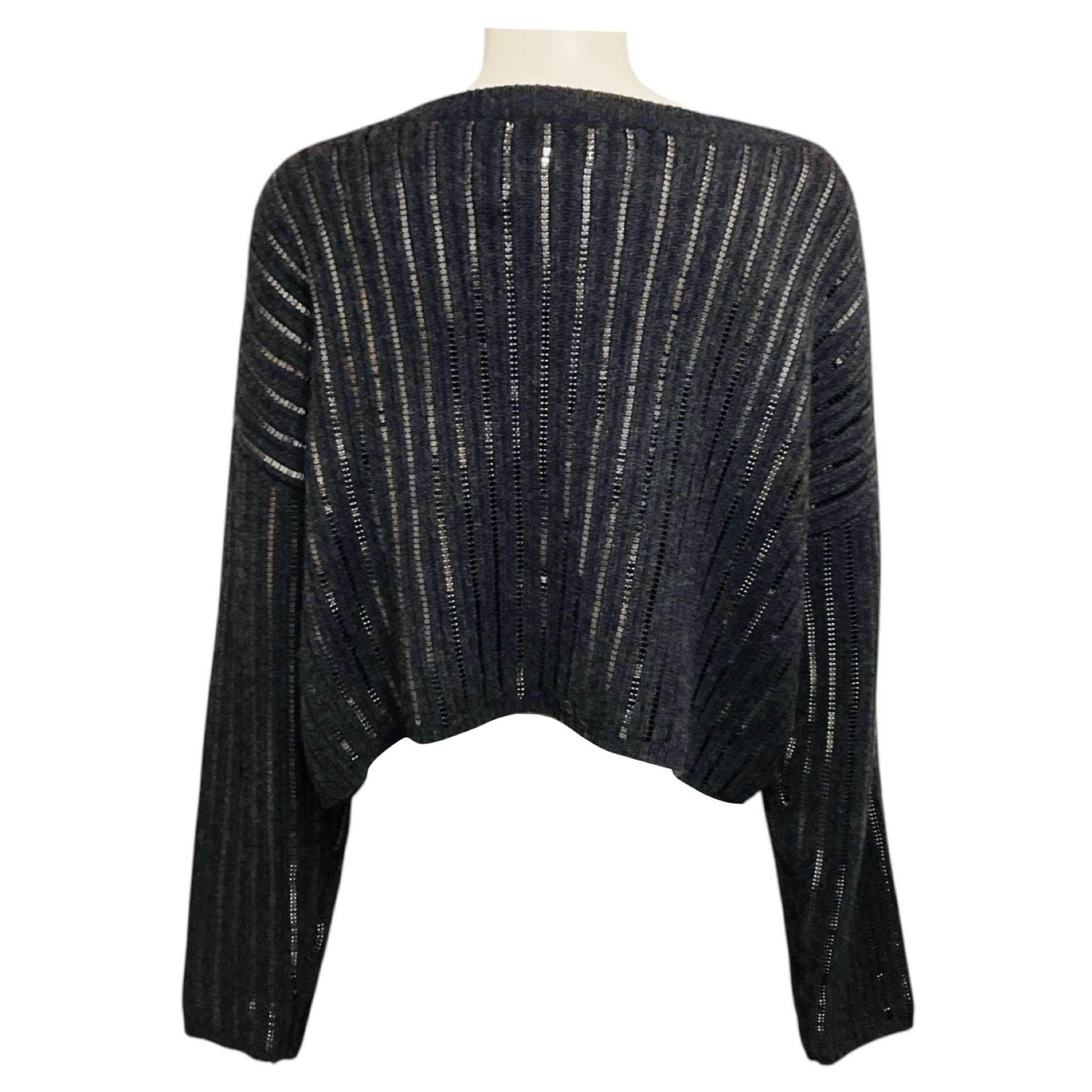 Michael Kors Collection Charcoal Grey Sequined Cashmere Sweater