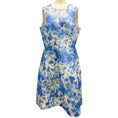 Load image into Gallery viewer, Carolina Herrera Blue / White / Silver Metallic Abstract Floral A-Line Dress
