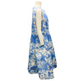 Load image into Gallery viewer, Carolina Herrera Blue / White / Silver Metallic Abstract Floral A-Line Dress
