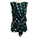 Load image into Gallery viewer, Dries Van Noten x Len Lye Navy Blue Multi Printed Gathered Sleeveless Satin Top

