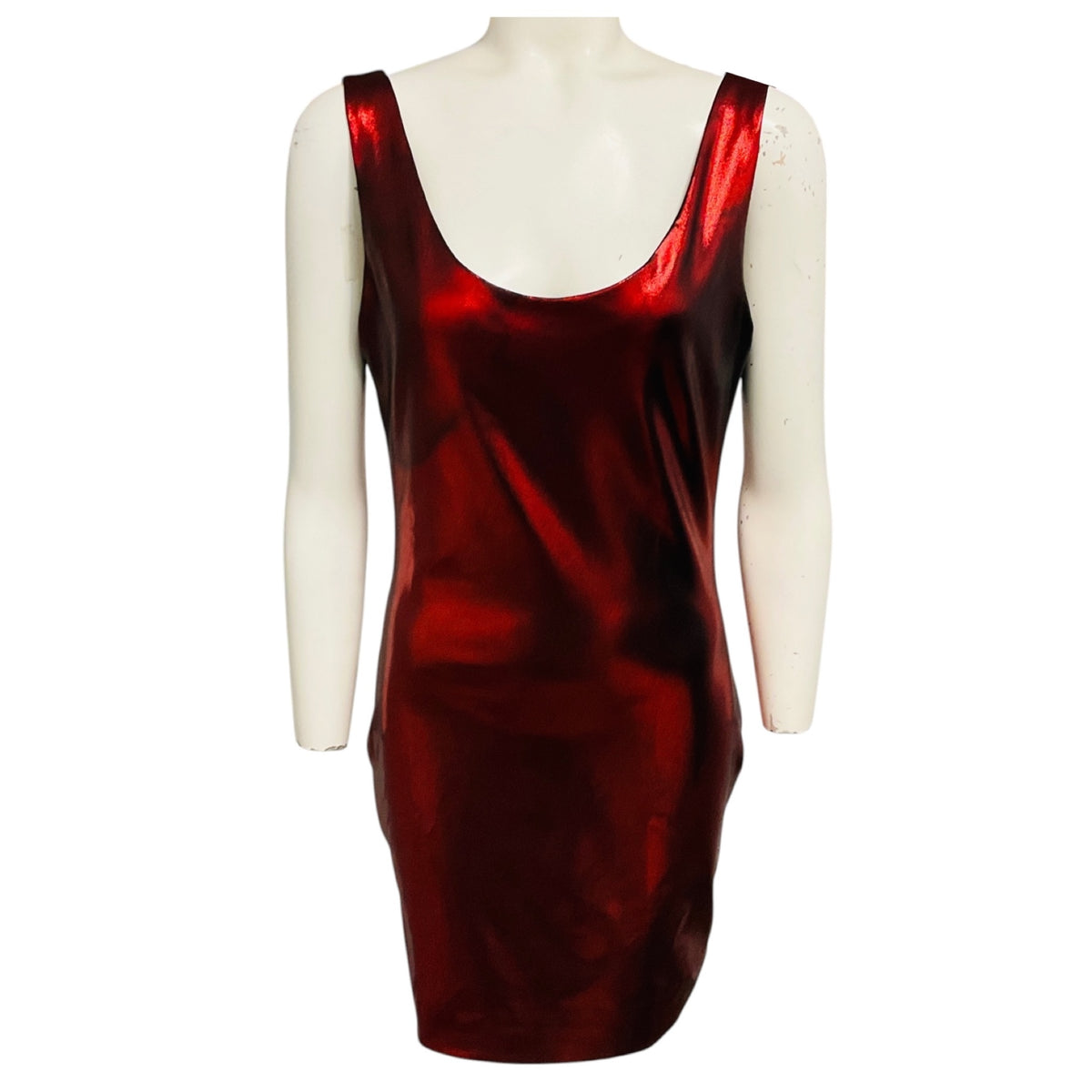 Alexandre Vauthier Daring Red Metallic Scoop Neck Mini Cocktail Dress