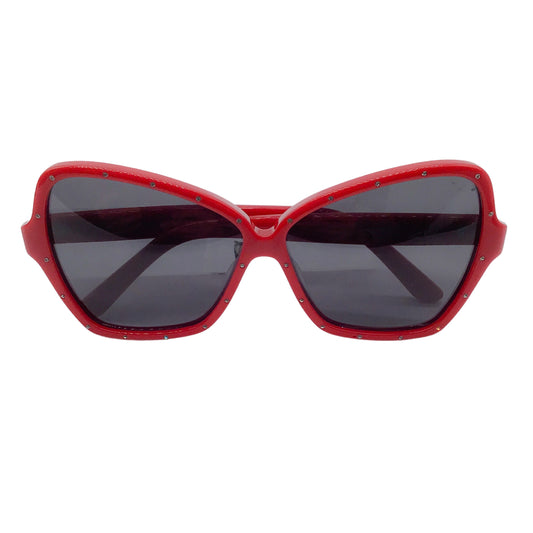 Celine Shiny Red Oversized Rhinestone Embellished Plastic Frame Sunglasses
