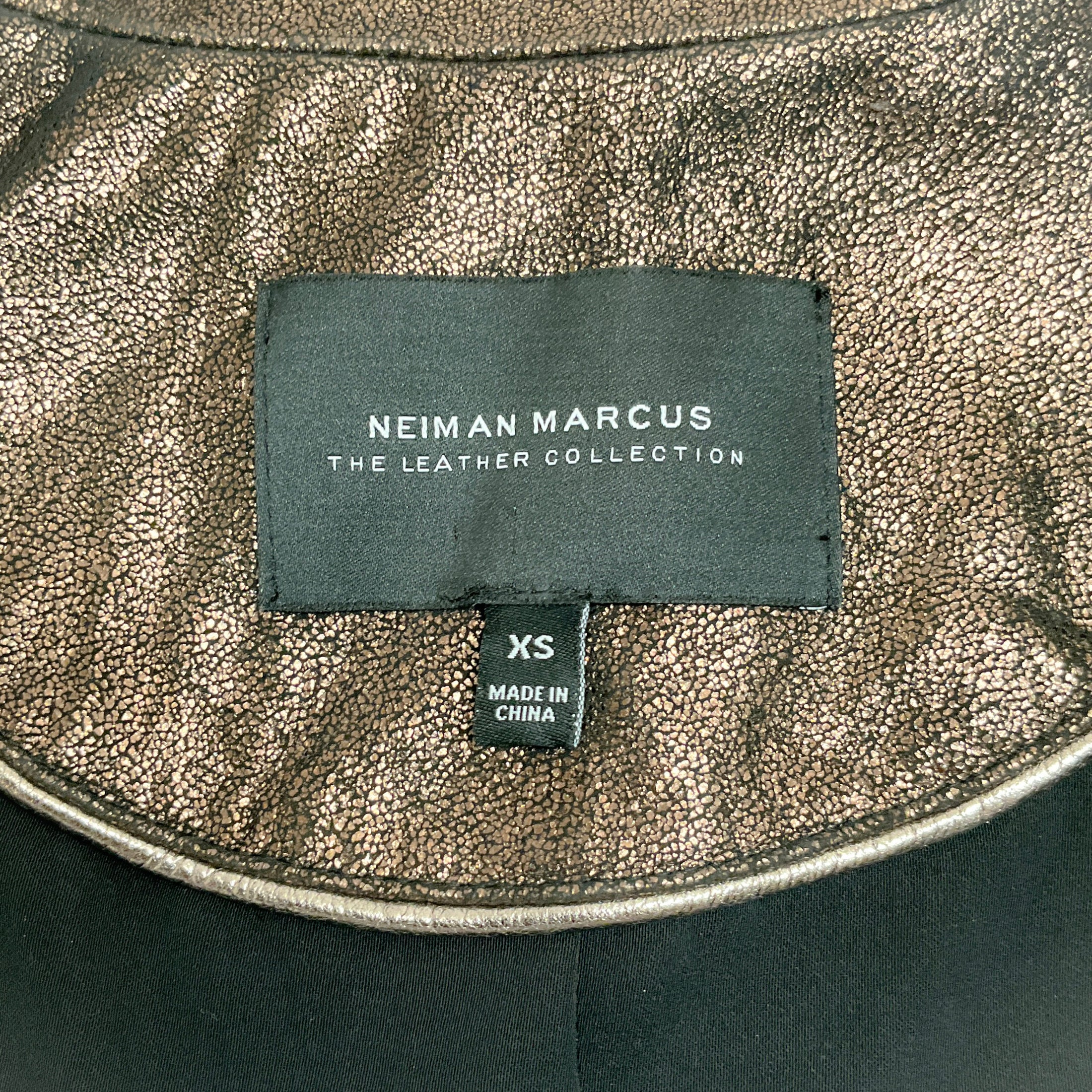 Neiman Marcus Bronze Leather Jacket with Monili Detail