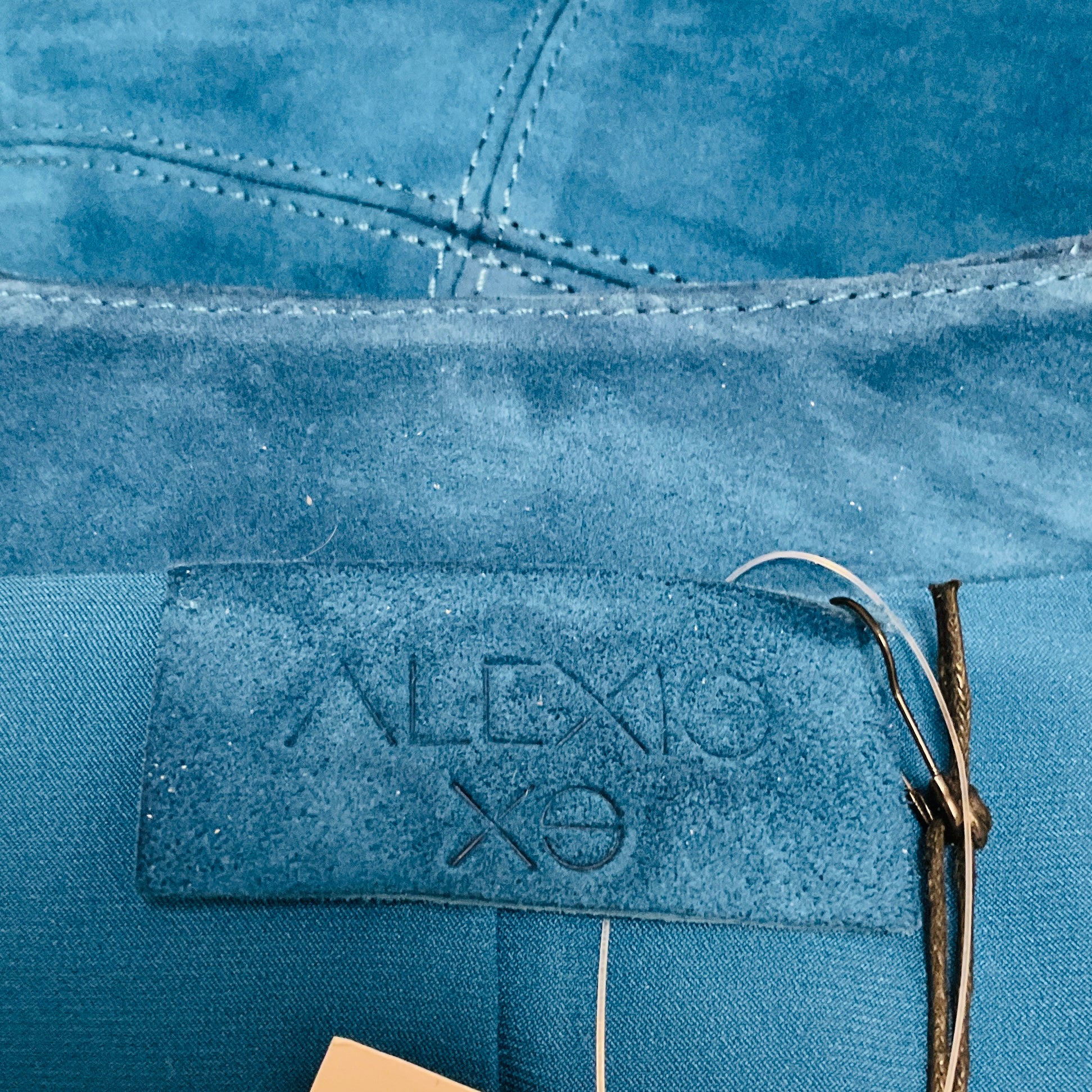 Alexis Blue Jaelynn Zip Front Suede Calfskin Mini Dress