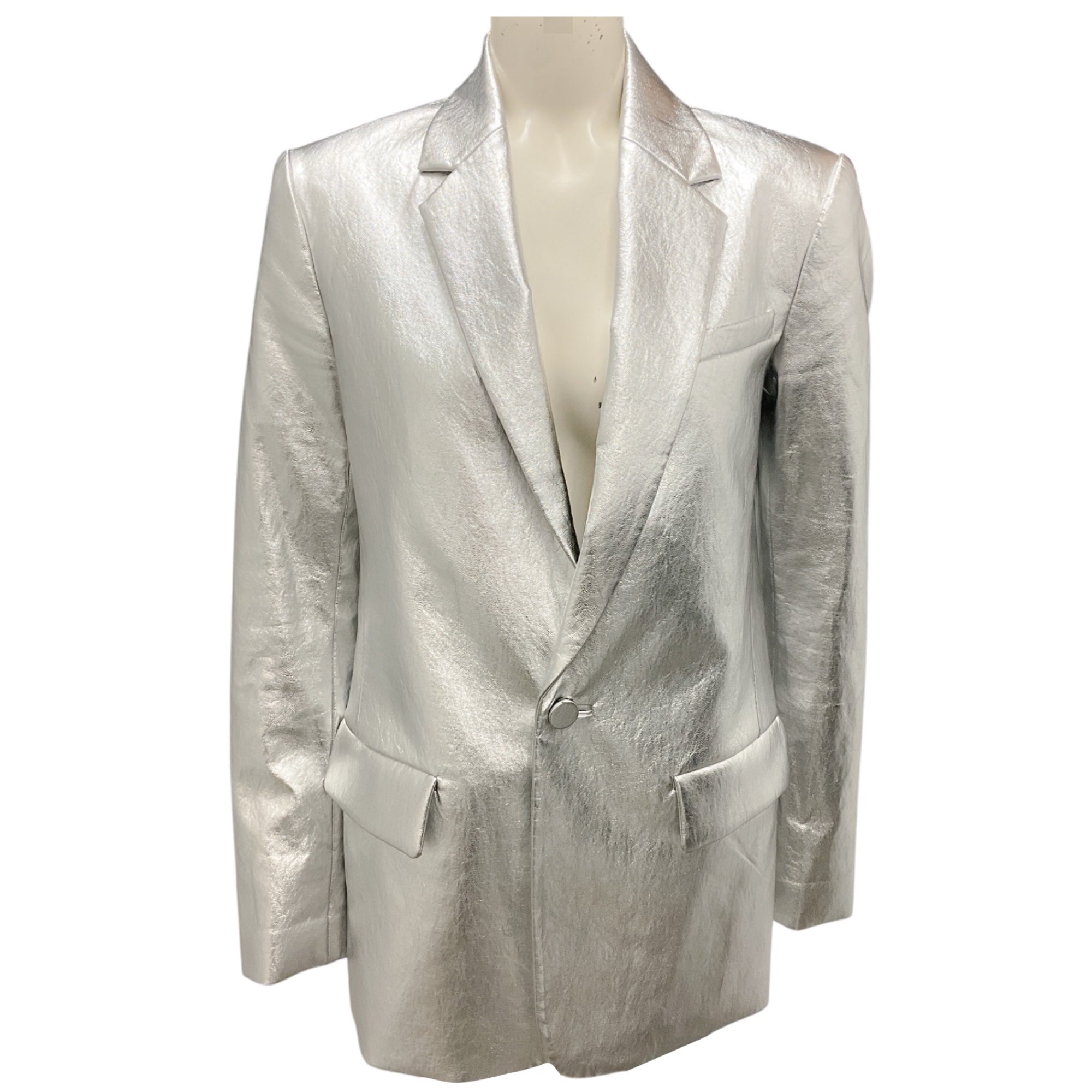 A.L.C. Silver Metallic Dakota Vegan Leather Jacket