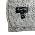 Load image into Gallery viewer, Chanel Grey Cashmere Cable Knit Scarf with Chain Logo
