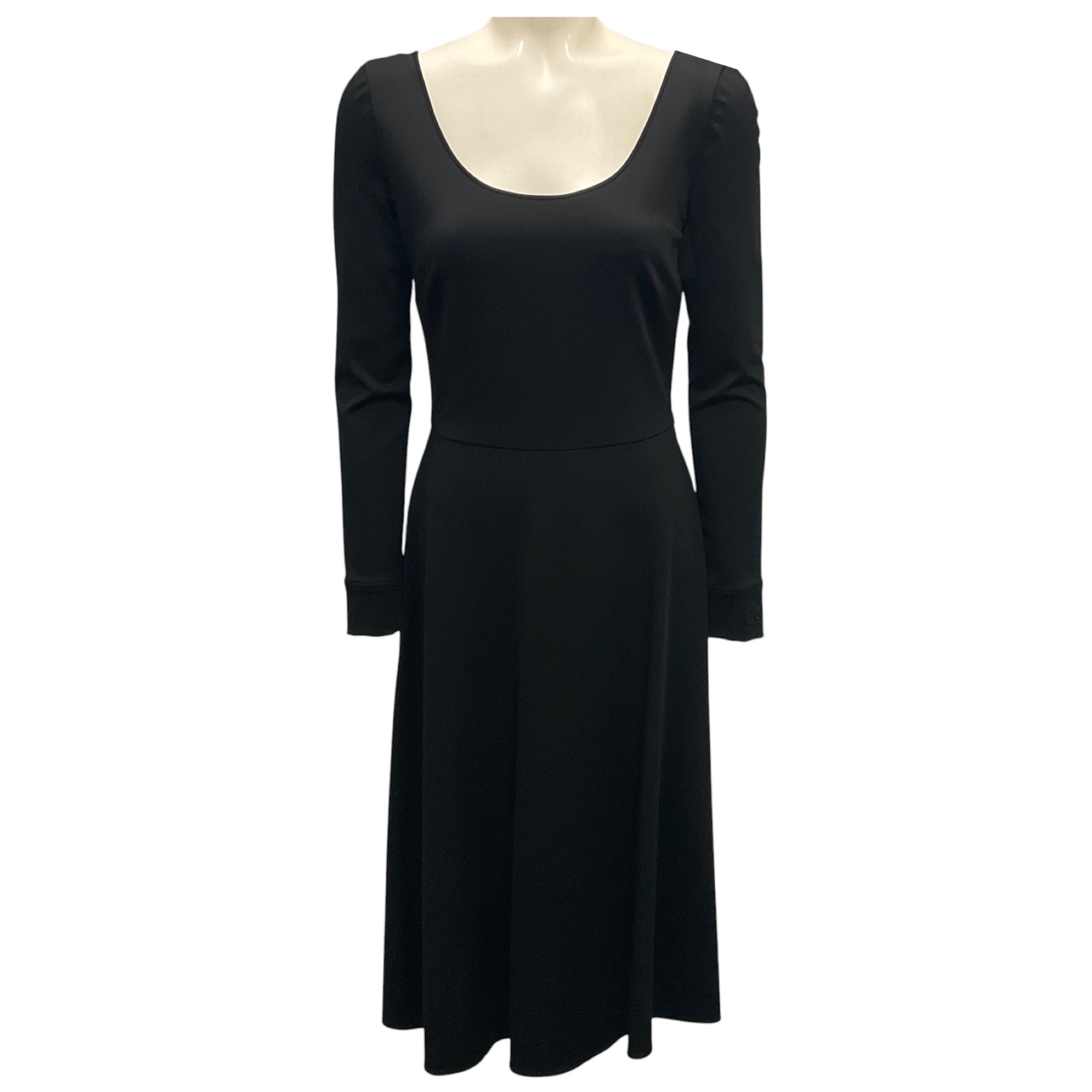 Ralph Lauren Collection Black Long Sleeved Stretch Jersey Midi Dress