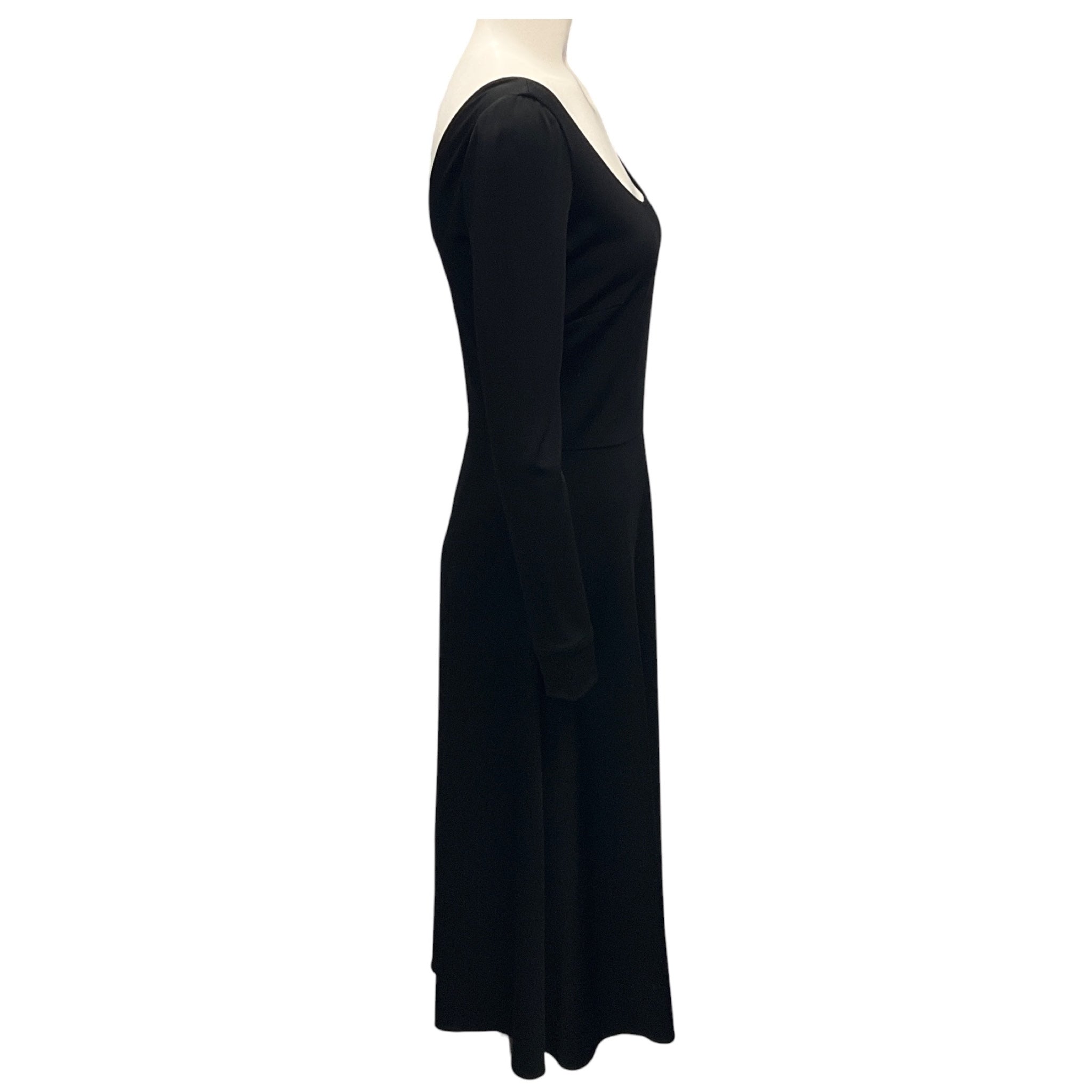 Ralph Lauren Collection Black Long Sleeved Stretch Jersey Midi Dress