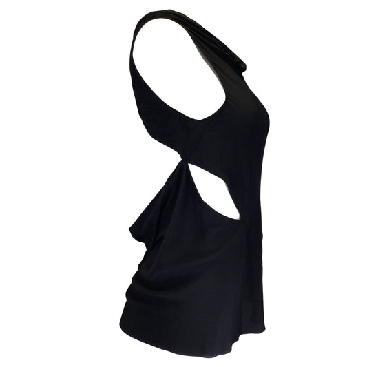 Rick Owens Black Skorpio Draped Open-Back Crepe Tank