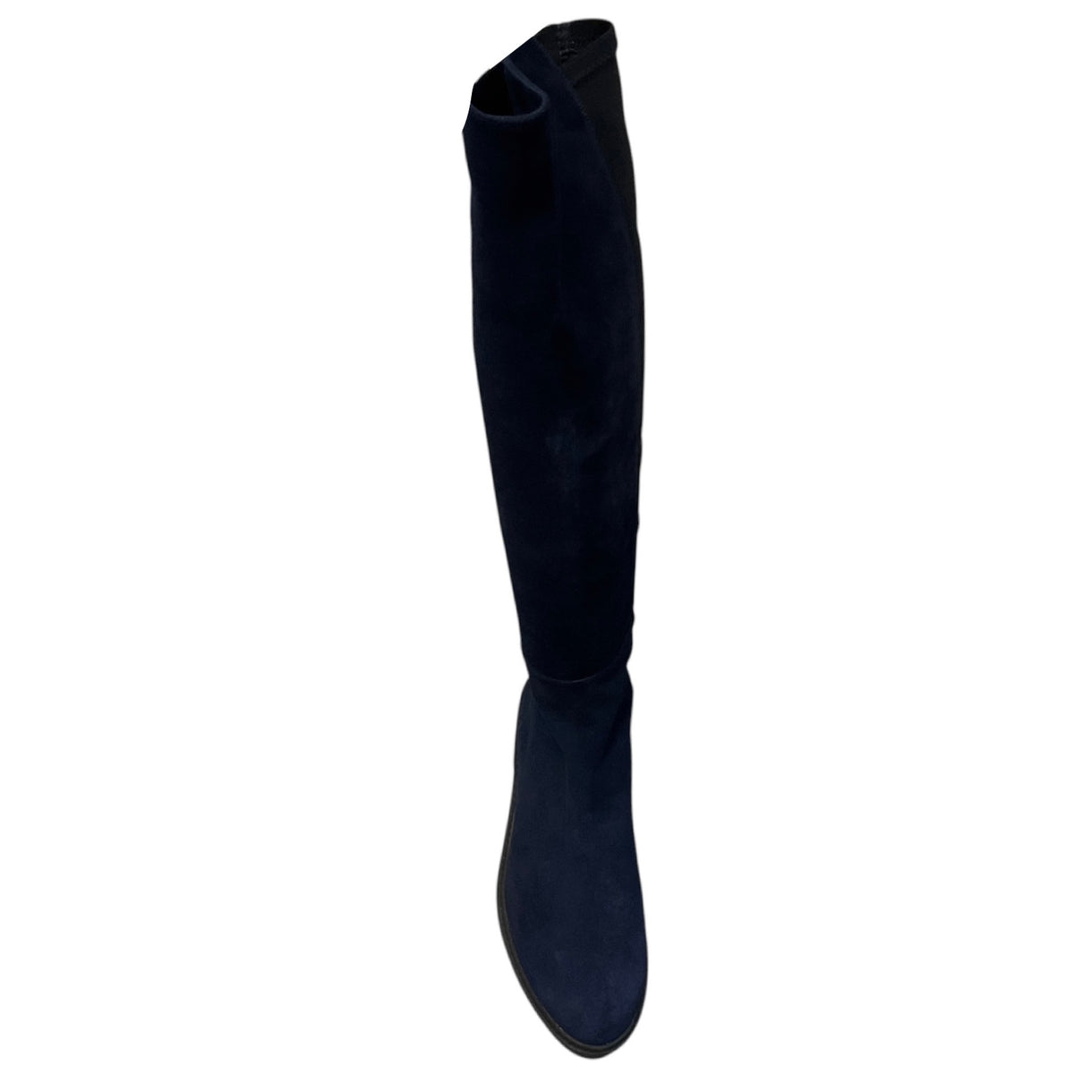 Stuart Weitzman Blue Suede Over the Knee Pull On Boots with Black Elastic Band