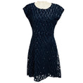 Load image into Gallery viewer, Christian Dior Navy Blue Sequined Short Sleeved Floral Lace Cocktail Dress
