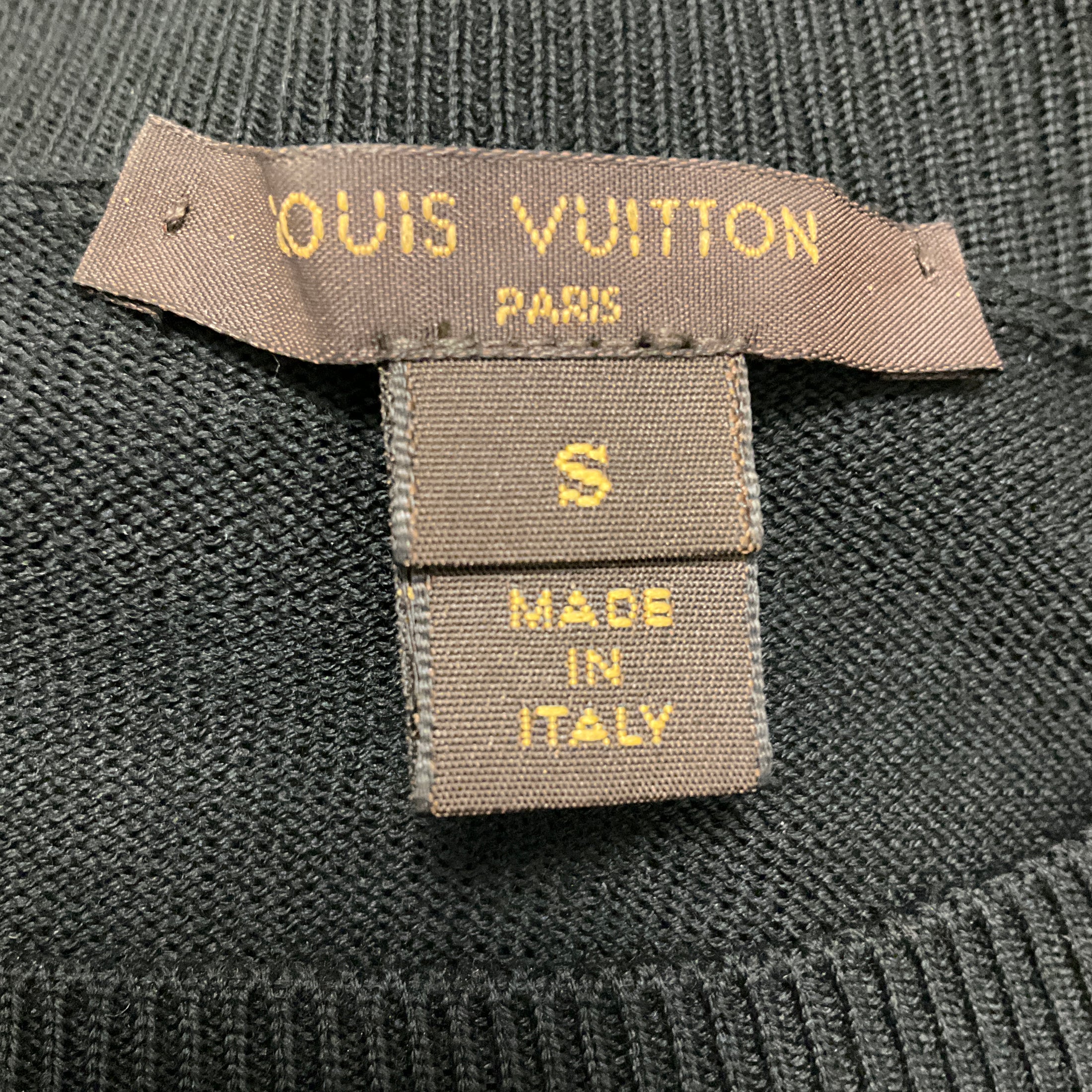 Louis Vuitton Black Jewel Neck Cap Sleeved Wool Knit Dress