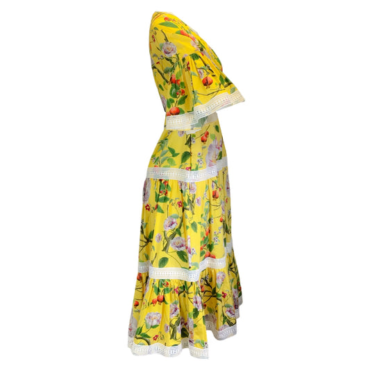 Borgo de Nor Peonie Yellow Malia Cotton Poplin Dress