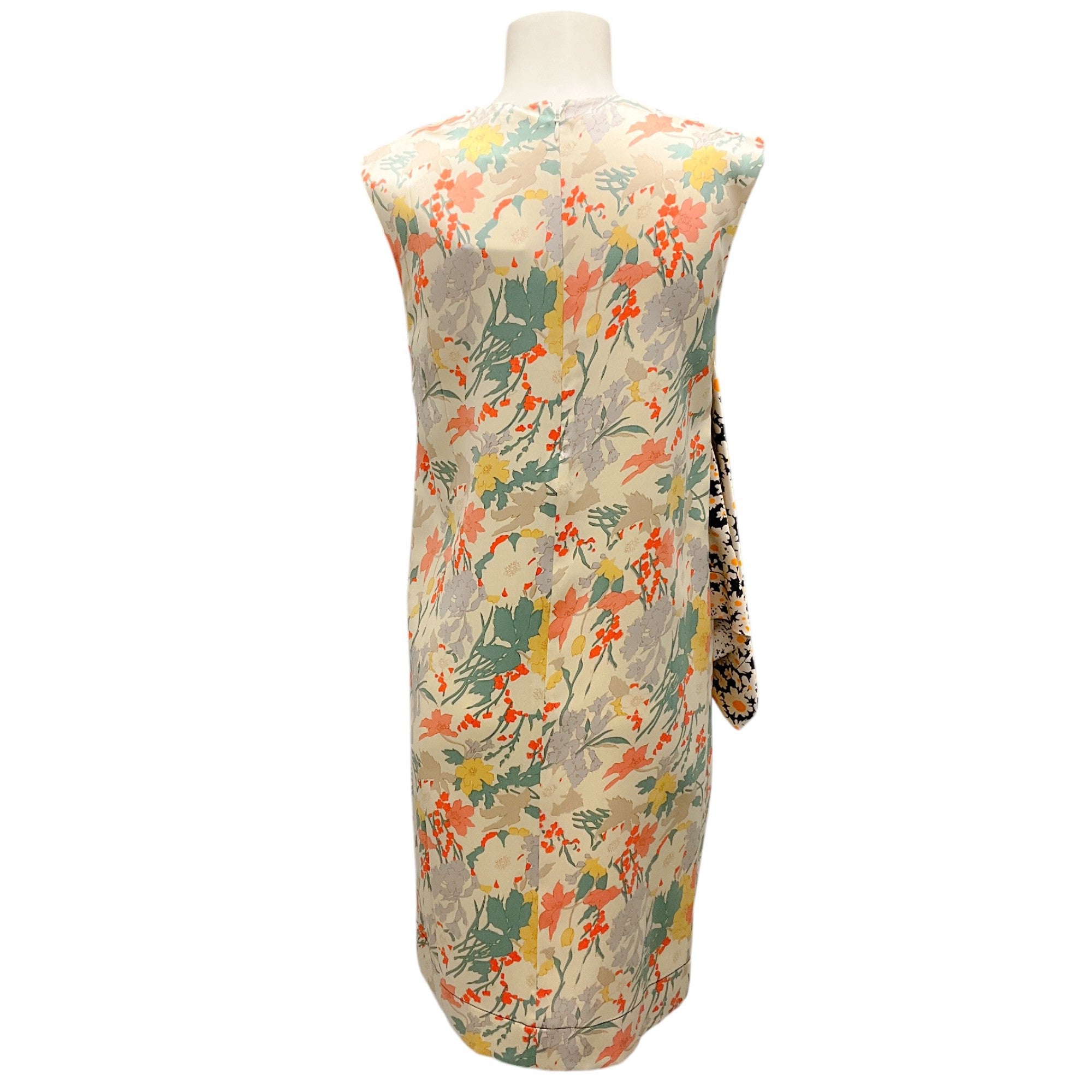 Celine Ivory Multi Floral Printed Silk Dress