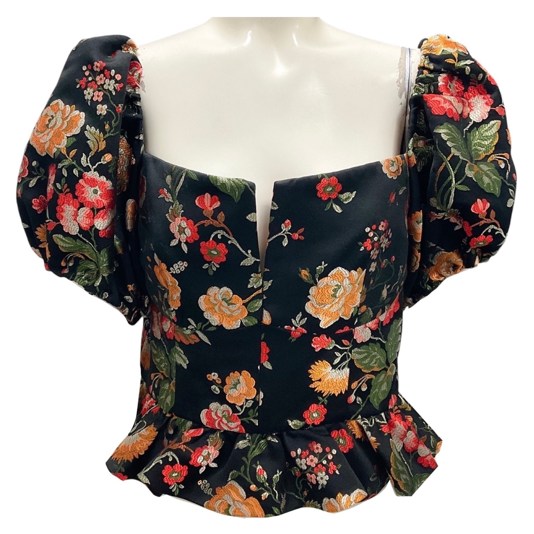 Markarian Black Multi Floral Jacquard Top