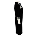 Load image into Gallery viewer, Mugler Black Stretch Knit Bodycon Midi Dress with Silver Trim
