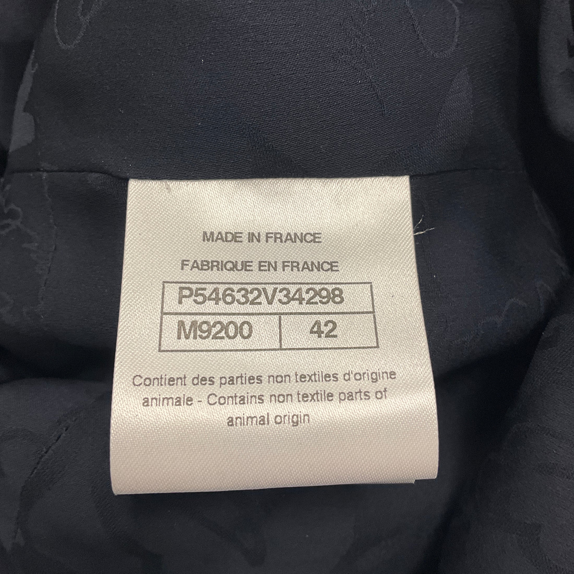 Chanel Navy / Black Chiffon Detail Tweed Jacket