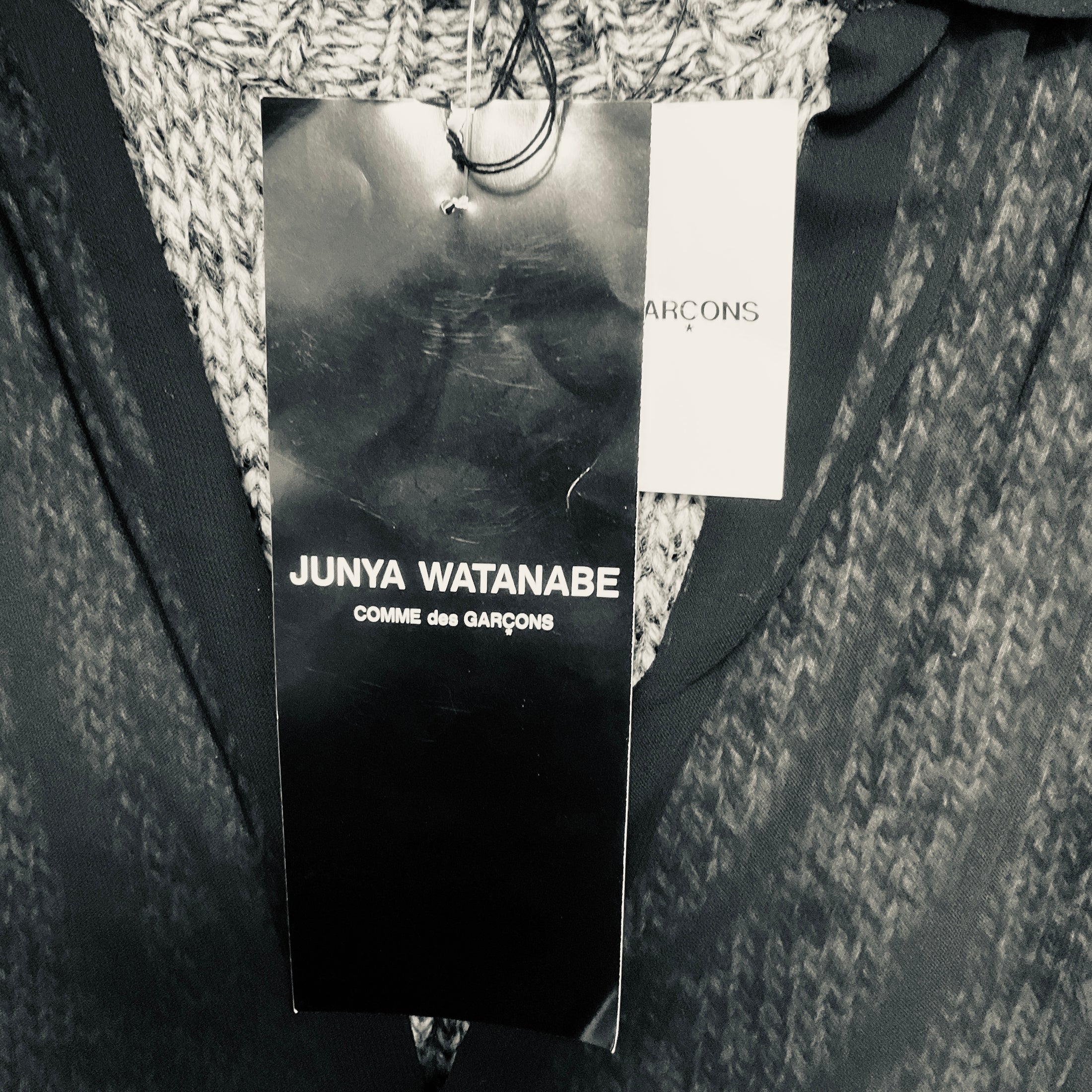 Junya Watanabe Black / Grey Tweed and Sheer Chiffon Midi Dress