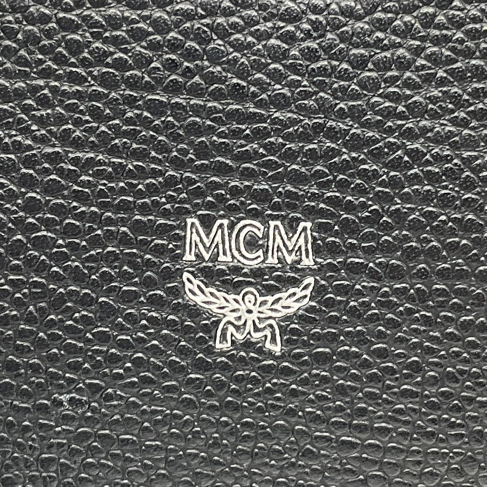 MCM Black Pebbled Leather Double Top Handle Shoulder Bag with Silver Hardware