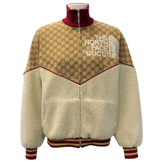 Gucci x The North Face Beige GG Canvas Ivory Shearling Jacket
