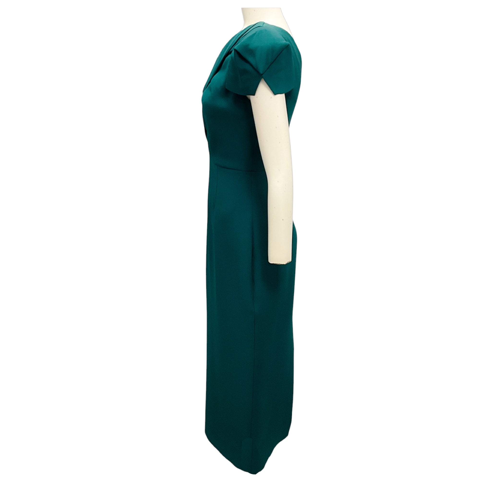 Roland Mouret Green 2023 Asymmetric Wool Silk Midi Dress