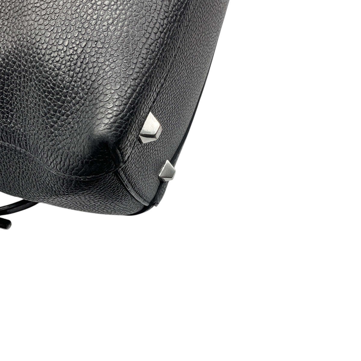 MCM Black Pebbled Leather Double Top Handle Shoulder Bag with Silver Hardware