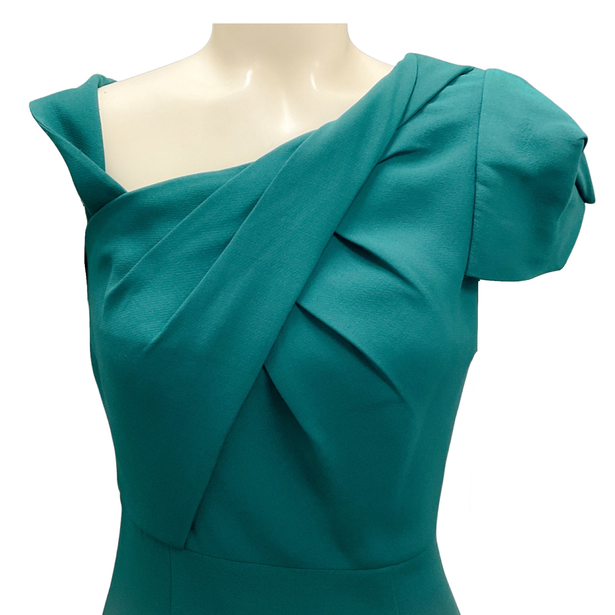 Roland Mouret Green 2023 Asymmetric Wool Silk Midi Dress