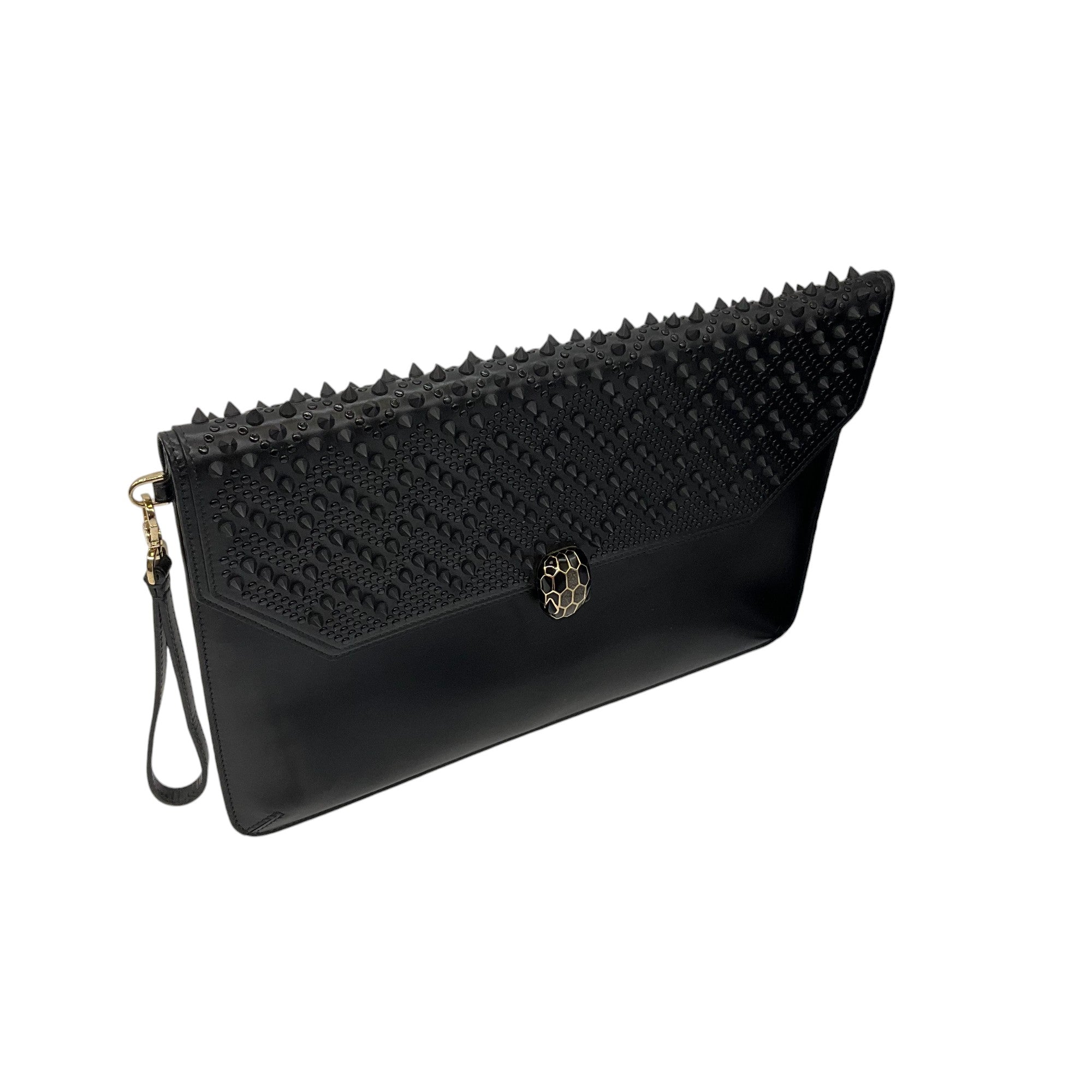 Bulgari x Nicholas Kirkwood Black Studded Leather Envelope Serpenti Forever Clutch Bag