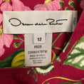 Load image into Gallery viewer, Oscar de la Renta Burgundy Multi Floral and Butterfly Print Sleeveless Cotton Stretch Dress with Belt
