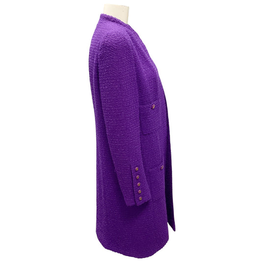 Chanel Boutique Vintage Purple Iconic Boucle Tweed Coat