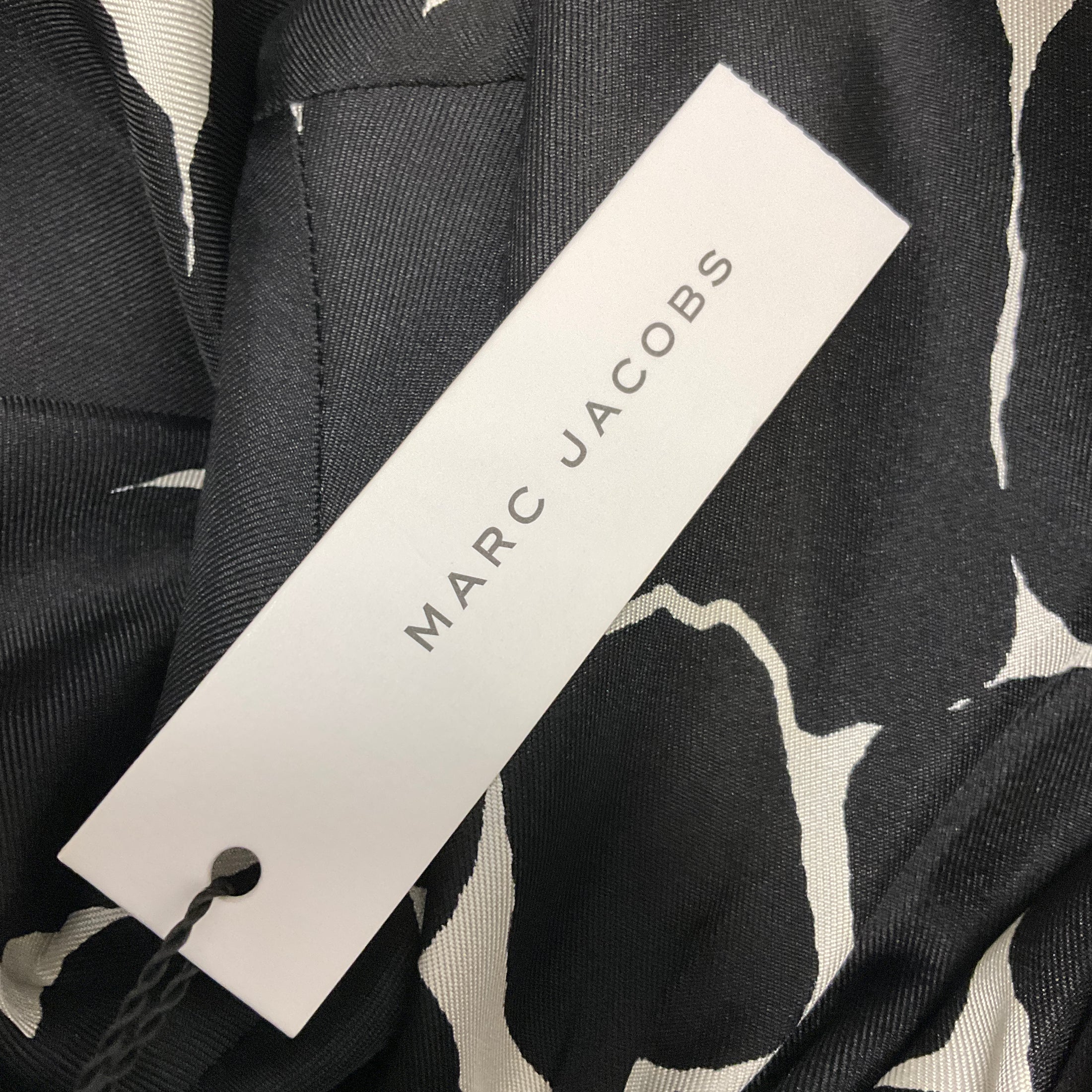 Marc Jacobs Black / Ivory Printed Long Sleeved Silk Midi Dress
