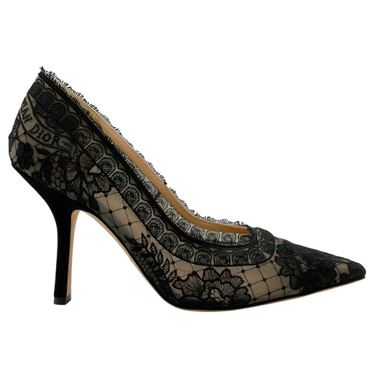 Christian Dior Black Capture Illusion Roses Lace Pumps