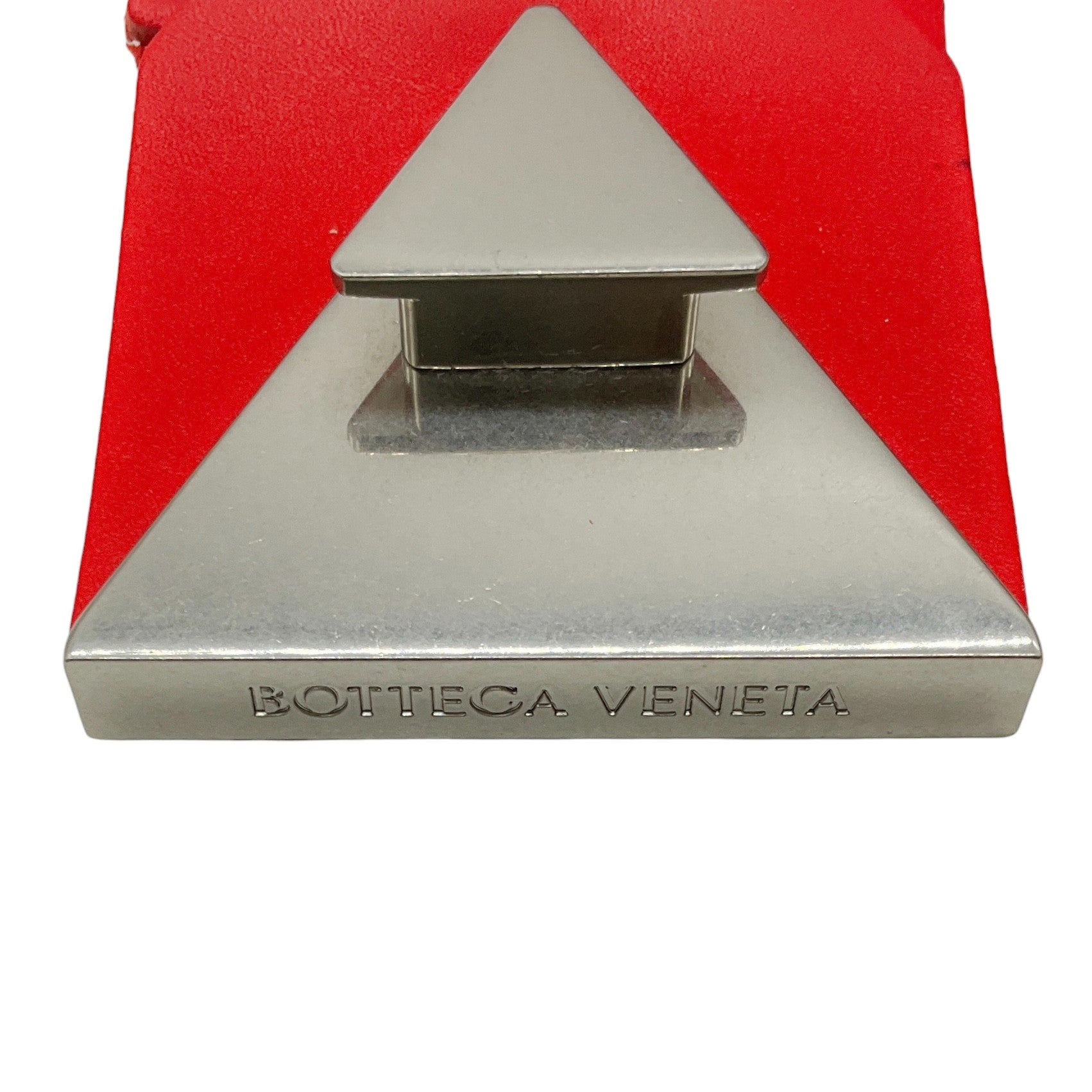 Bottega Veneta Nail Polish Red Leather Belt with Silver Buckle